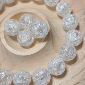 18 perles en Quartz transparent craquelé – 10 mm