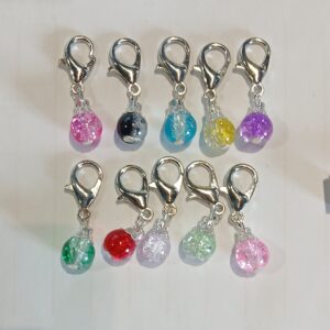Déco de chaussures ou sacs – Perles en verre 8 mm avec mousqueton argenté