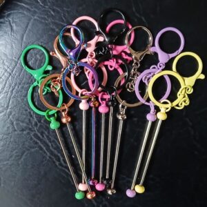 Porte-clés à décorer soi-même – Tige 6 cm + Chaînette – Métal coloré