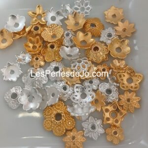 capuchons floraux métal mix doré argenté