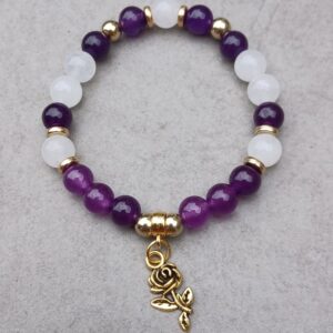bracelet améthyste et cristal blanc
