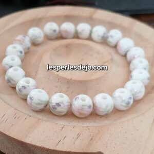 perles porcelaine rose/lilas