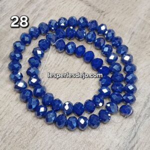 perles a facette électroplaquée bleu nuit 28