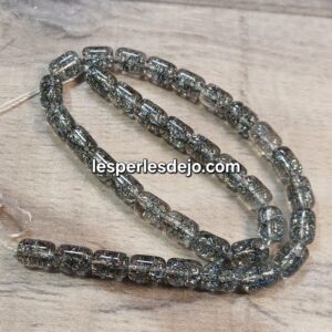 fil perle ovales noires craquelées 10 mm