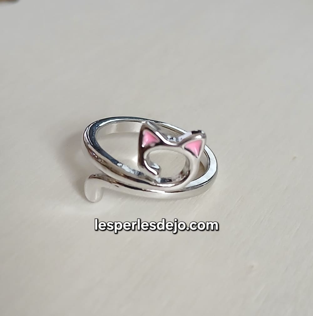 bague de tension fil crochet motif chat