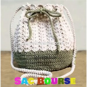 Kit crochet sac bourse complet : laine, crochet, accessoires, patron français et vidéo tuto exclusive Lesperlesdejo.com.