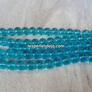 fil de perles en verre transparent bleues, taille 8mm Nombre de perles : environ 40 perles / fil taille du trou : environ 1 mm