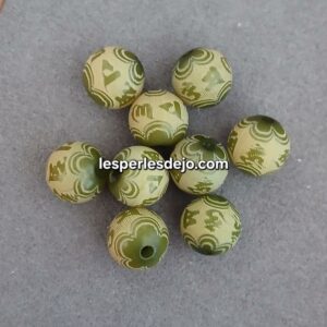 Perles Bodhi 10 mm avec mantra - vert