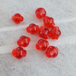 10 perles rouge entonnoir 10 x 7 mm