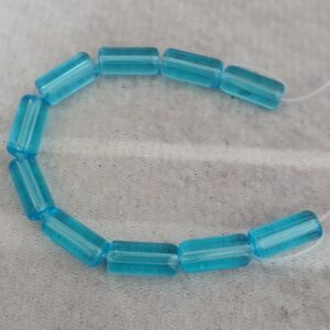 10 perles tube bleu -verre- 10x4 mm