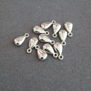 11 goutelettes métal argenté pendentifs 8mm
