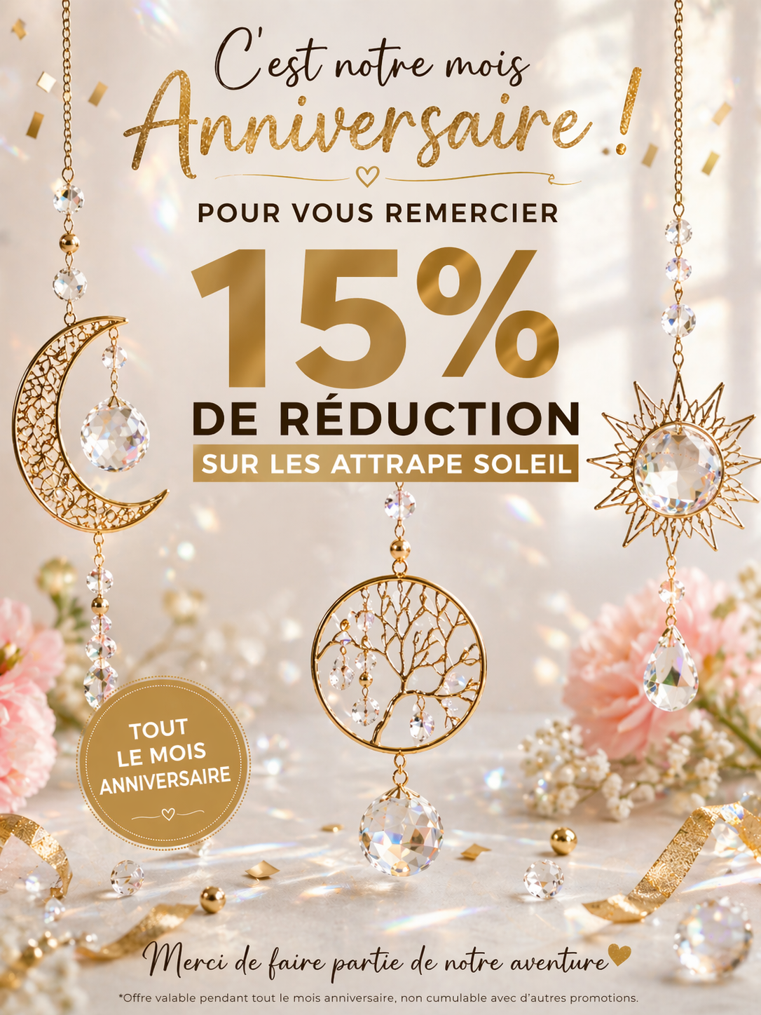 15% sur les suncatcher mois anniversaire